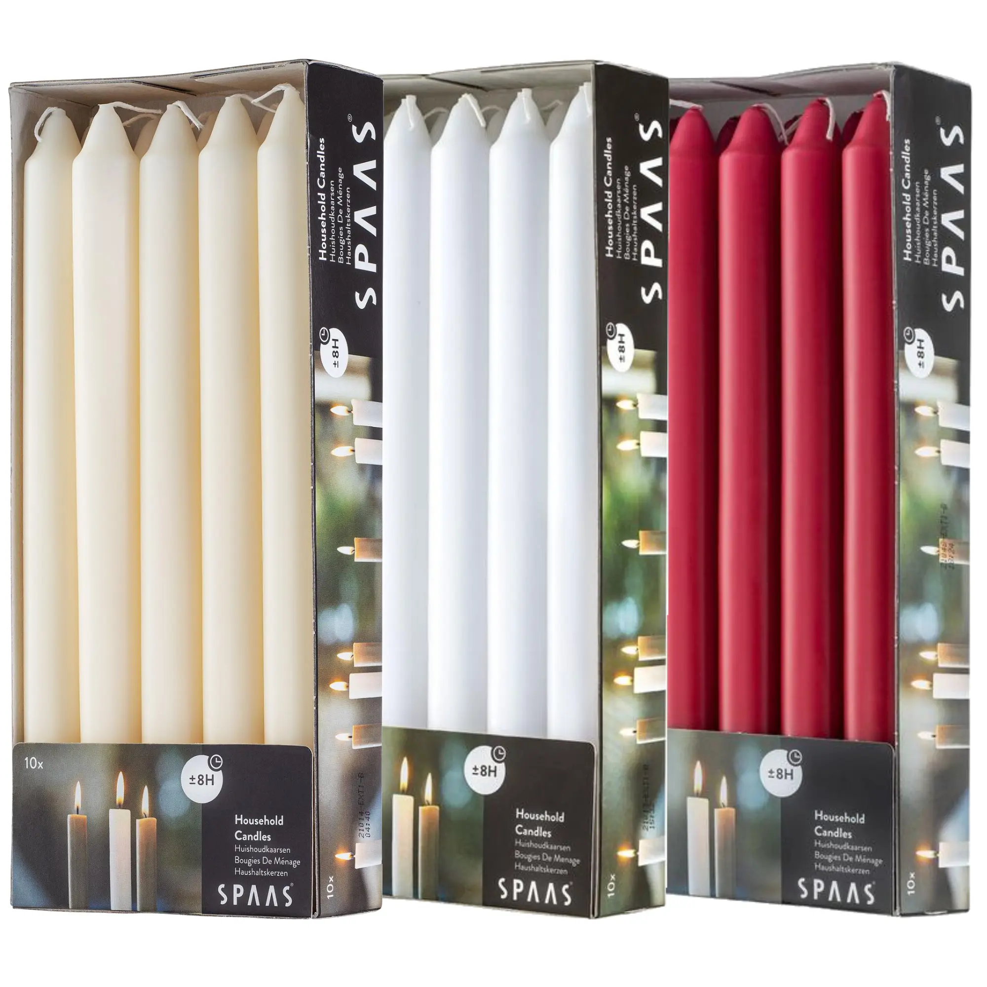 9.5 Inch Ivory Candlesticks, 8 Hour Burn Time, Pack of 10, for Dinner Table, Home Decoration, Holiday Gift Candle Set