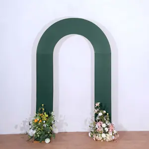 8ft Hunter Emerald Green Spandex Fitted Open Arch Wedding Arch Cover, Double-Sided U-Shaped Backdrop Slipcover