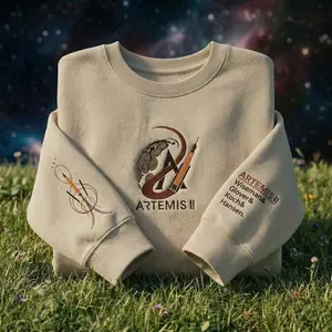 Artemis II NASA Embroidered  Sweatshirt - Moon Mission Embroidered Merch - Back to the Moon Merch Gift - Space Program Casual Wear Washable Material Versatile for Everyday Use - Gifts