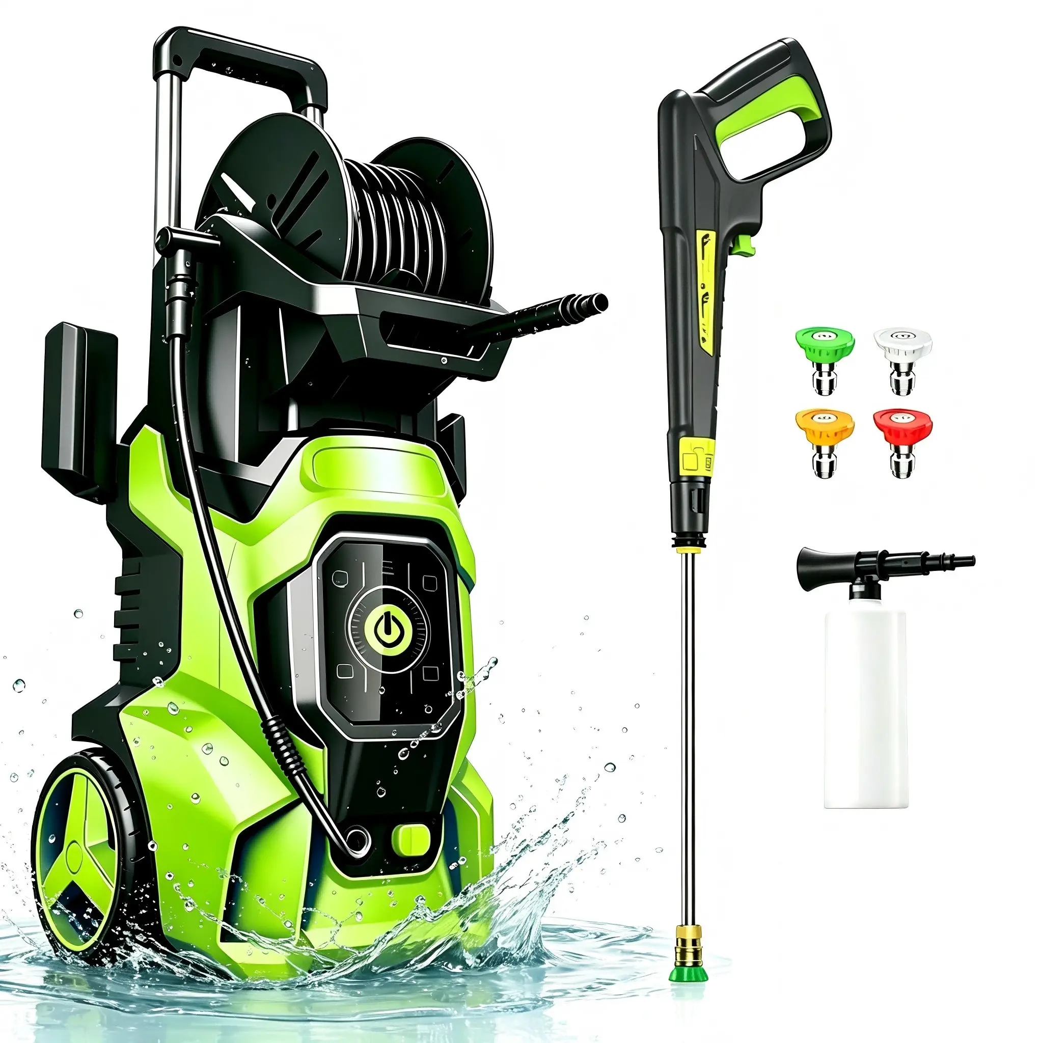 Electric Pressure Washer 5560PSI MAX 3.0GPM, 15 Level Adjustable Touch Screen, Broad Cleaning Coverage, with 4 Quick Connect Nozzles, 500ML Soap Tank, Stainless Steel Lance, Automatic Total Stop System for Car Wash, Home, Patio Cleaning