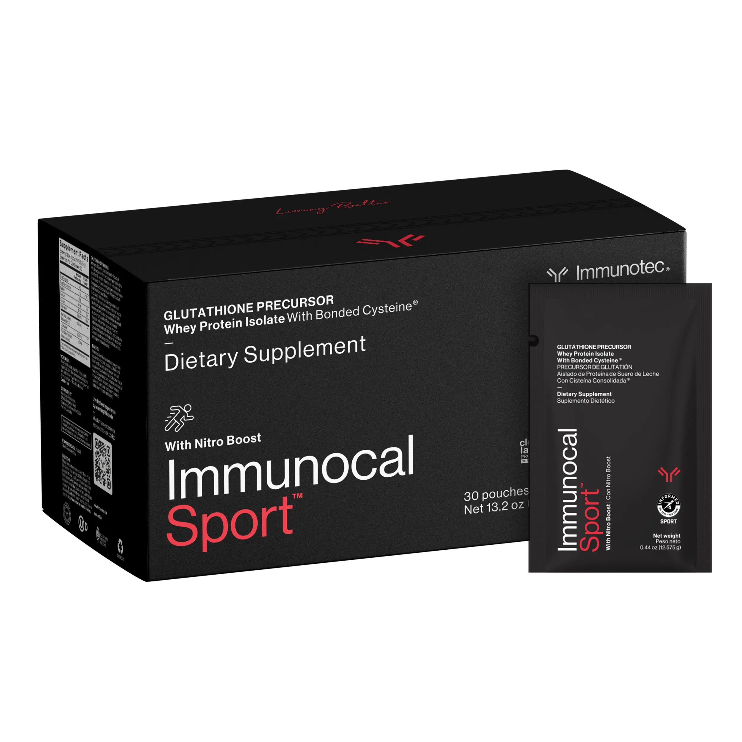Immunocal Sport Glutathione Precursor Whey Protein Isolate Powder - Nitro Boost-Powered, Amino-Rich Dietary Supplement Protein Shake, 30-Serving Lean Muscle Booster for Sports Recovery & Optimal Energy