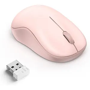 F-MUW03  Wireless Mouse for Laptop, 2.4G Silent Computer Mouse Quiet Click with 5 DPI Levels,Contoured Grip,Small Portable 30 Months Battery Cordless Mice for PC, Chromebook, Mac - Pink