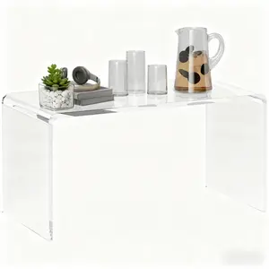 Coffee Table, 32" Long Rectangle Waterfall Coffee Table, Clear