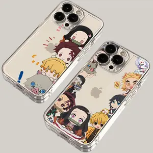 Cute Demon Slayer Phone Case for iPhone 16 15 14 Plus 13 12 Mini 11 iPhone16 iPhone13 Pro Max X Xs XR 7 8 Clear Soft Cover
