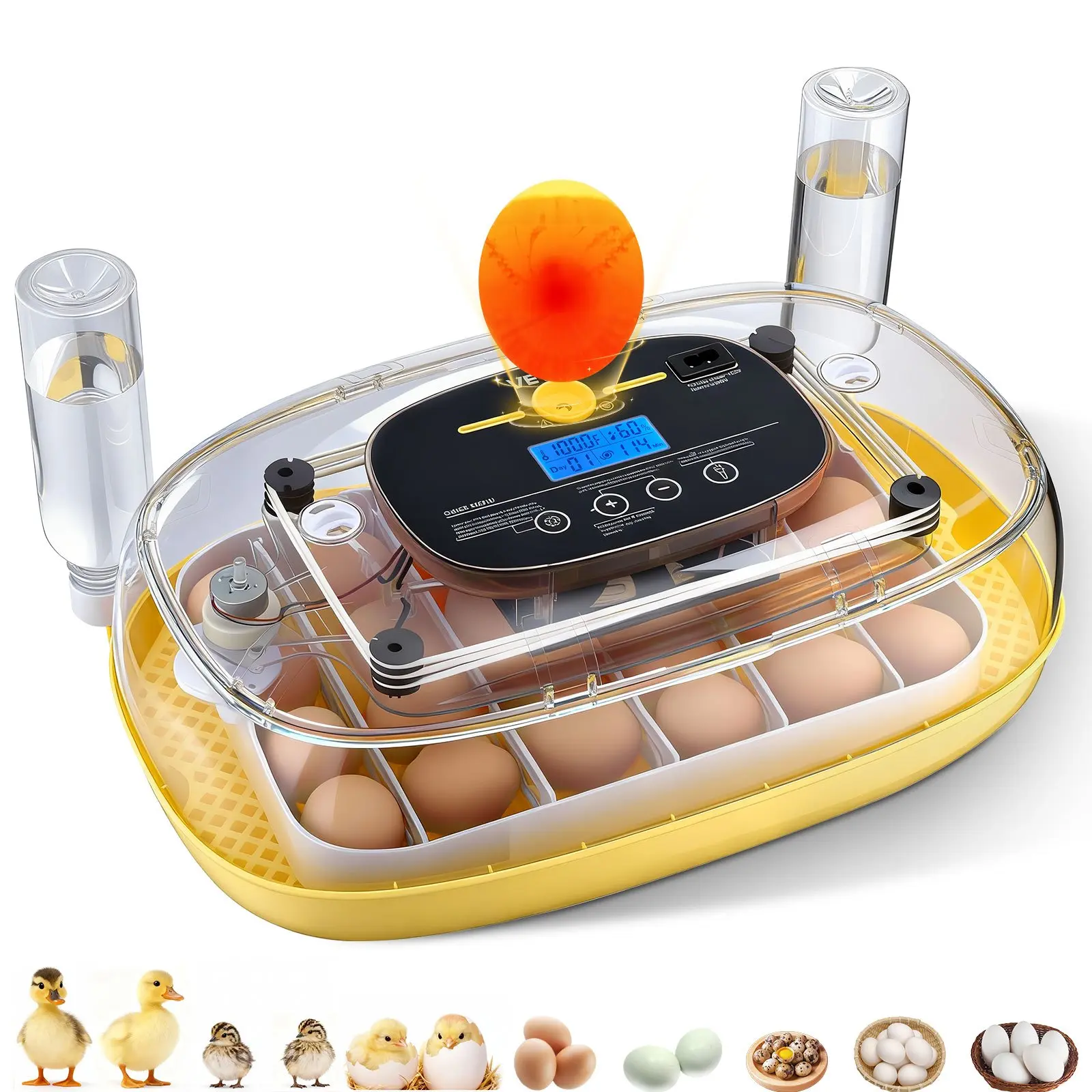 【DealsForYouDays】VEVOR 24 Egg Incubator, Automatic Egg Turner with LED Candler, Temperature & Humidity Control, 360 °   View Clear Window, Auto Water Refill, Poultry Eggs Incubators for Hatching Chicks Ducks Goose Quail