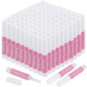 100PCS Acrylic Nail Tips Adhesive Super Bond Long Lasting Glue for DIY Nail Art Pink Caps