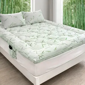 【Memorial Day】Bamboo Mattress Topper – Extra Thick Pillow Top, Cooling & Breathable, Deep Pocket Fits 6-18", Machine Washable, Pressure Relief Bed Pad for Hotel Quality Sleep summerwins