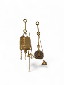 Pre-owned Louis Vuitton Mini LV Boite Chapeau Asymmetric Earrings Monogram Bag Chain