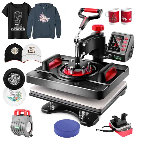 AKEYDIY Professional 15"x12" 360° Swing Away Heat Press Machine - Adjustable Sublimation Tool with Timer, Temp Gauge, 2 Panel Pads; Adjust Height/Pressure for Custom T-Shirts, Crafts; DIY Lovers' Handmade Gift Supplies,familyfun