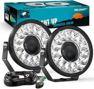 Nilight 7 Inch LED Offroad Driving Lights with DRL 2 PCS 100 W Round Offroad Light Hyper Spot Beam Work Light with 14 AWG DT Connector Wiring Harness Kit for Jeep Truck ATV UTV SUV Super Bright Triple Row Car Accessories dealsforyoudays