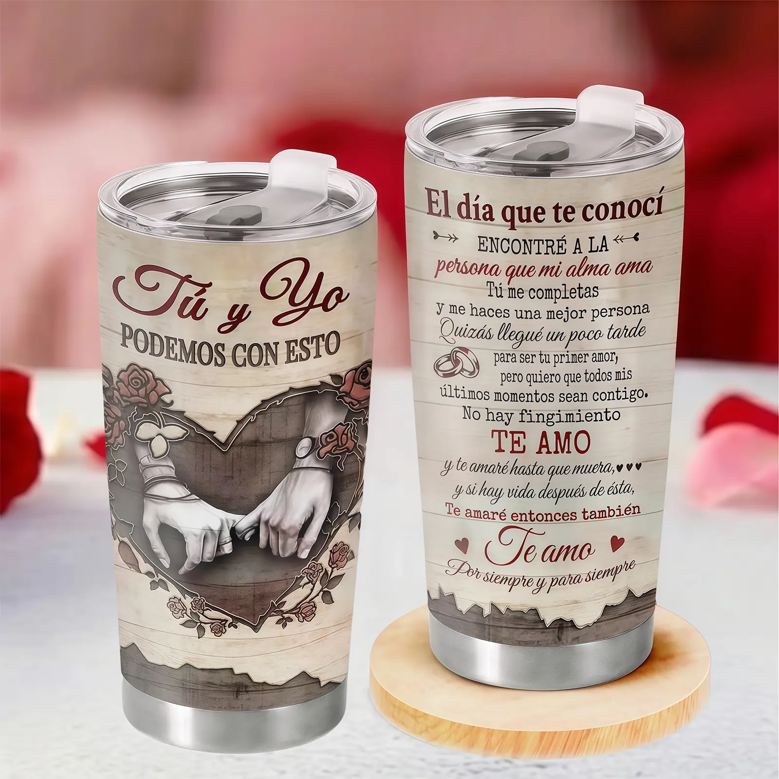 Vaso Térmico Tú & Yo 20oz Tumbler, Regalo de Aniversario para Esposo y Esposa, Stainless Steel Insulated Love Tumbler for Couples, Gift for Husband Wife
