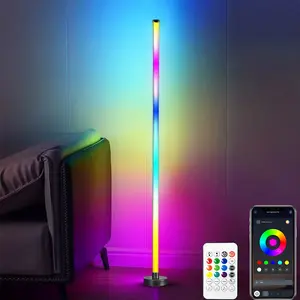 Yocrostar RGBIC Corner Floor Lamp - Minimalist Style.Supports App and Remote Control, featuring Stepless Dimming, Timer Functions, and Music Sync Modes.Ideal for Living Rooms, Bedrooms, Game Rooms, Home Offices, and Party Decor