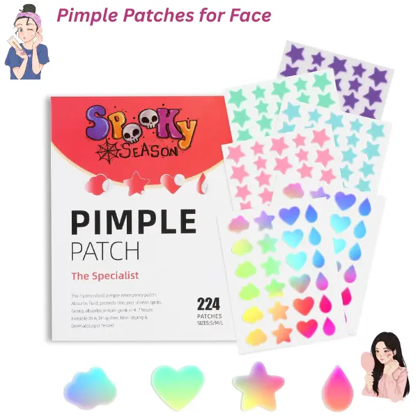 224 Count Pimple Patches for Face, Hydrocolloid Acne Patches, Cute Star Blemish Stickers with Salicylic Acid, Tea Tree Oil & Centella, Cruelty-Free