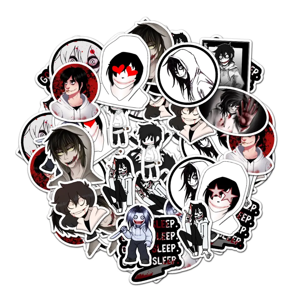 Jeff The Killer Pack 20 PCS Stickers Prited Meme Funny Graphic Waterproof Stickers Pack, Decorative Car Wall Bottle PC Book Vinyl Stickers Decal