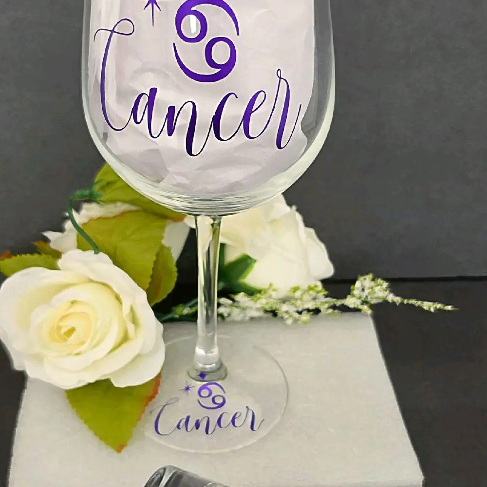 Cancer Zodiac Drinkware Gift Set – Purple Water Sign Edition Glass Portable Sturdy Astrology Lover Crab