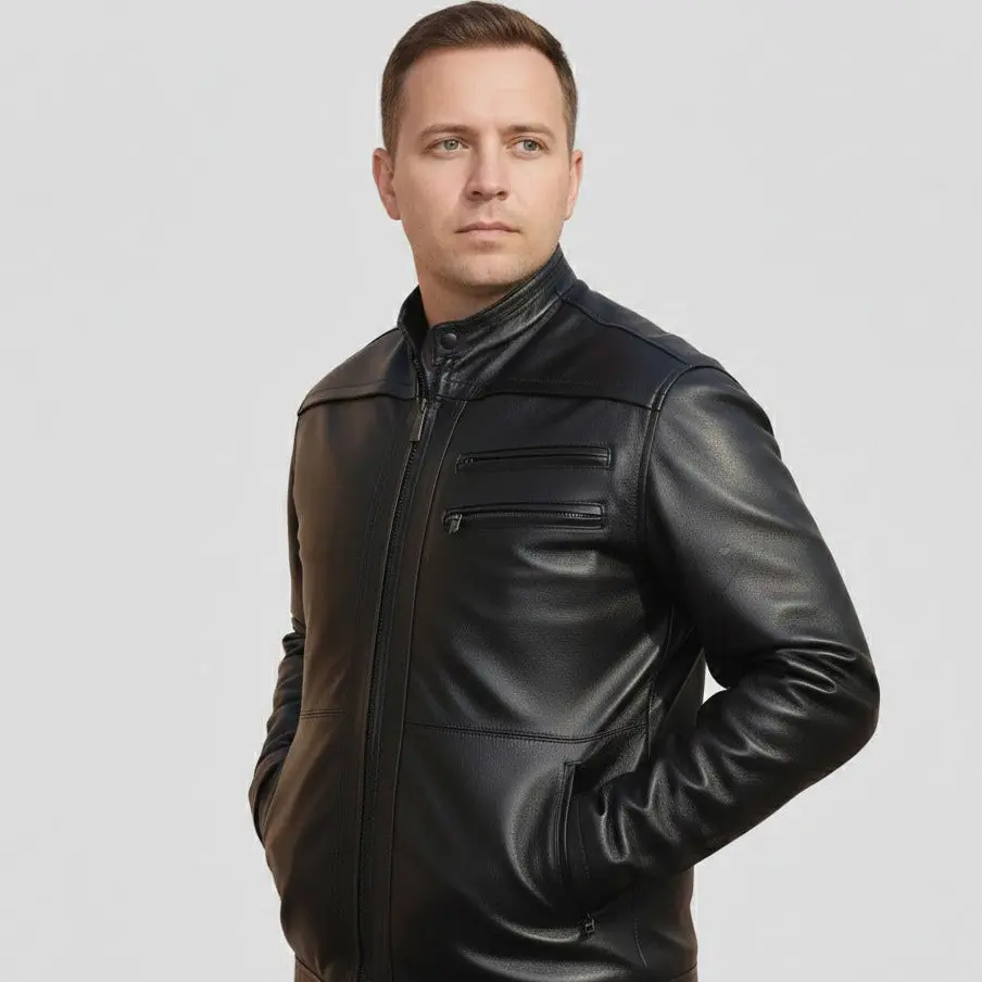 Casual Black Sheep Leather Jacket