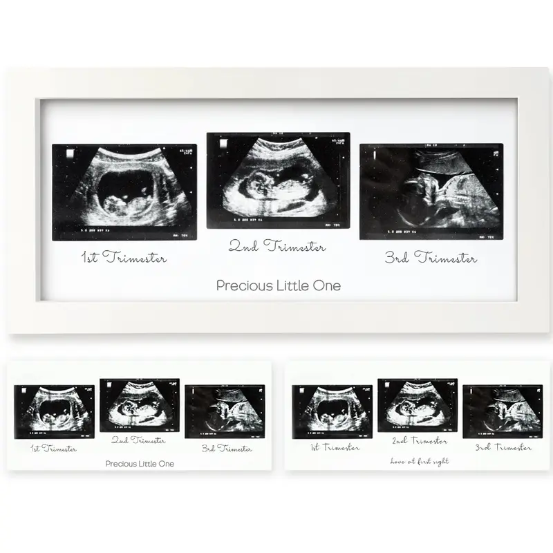 KeaBabies Wooden Picture Frame 3-Pack - Wood & Glass Baby Sonogram Frames, Gender Reveal Party Decor, First-Time Mom Gift, Wall/Shelf/Desk Desk-to-Wall Display, Newborn Nursery Decoration