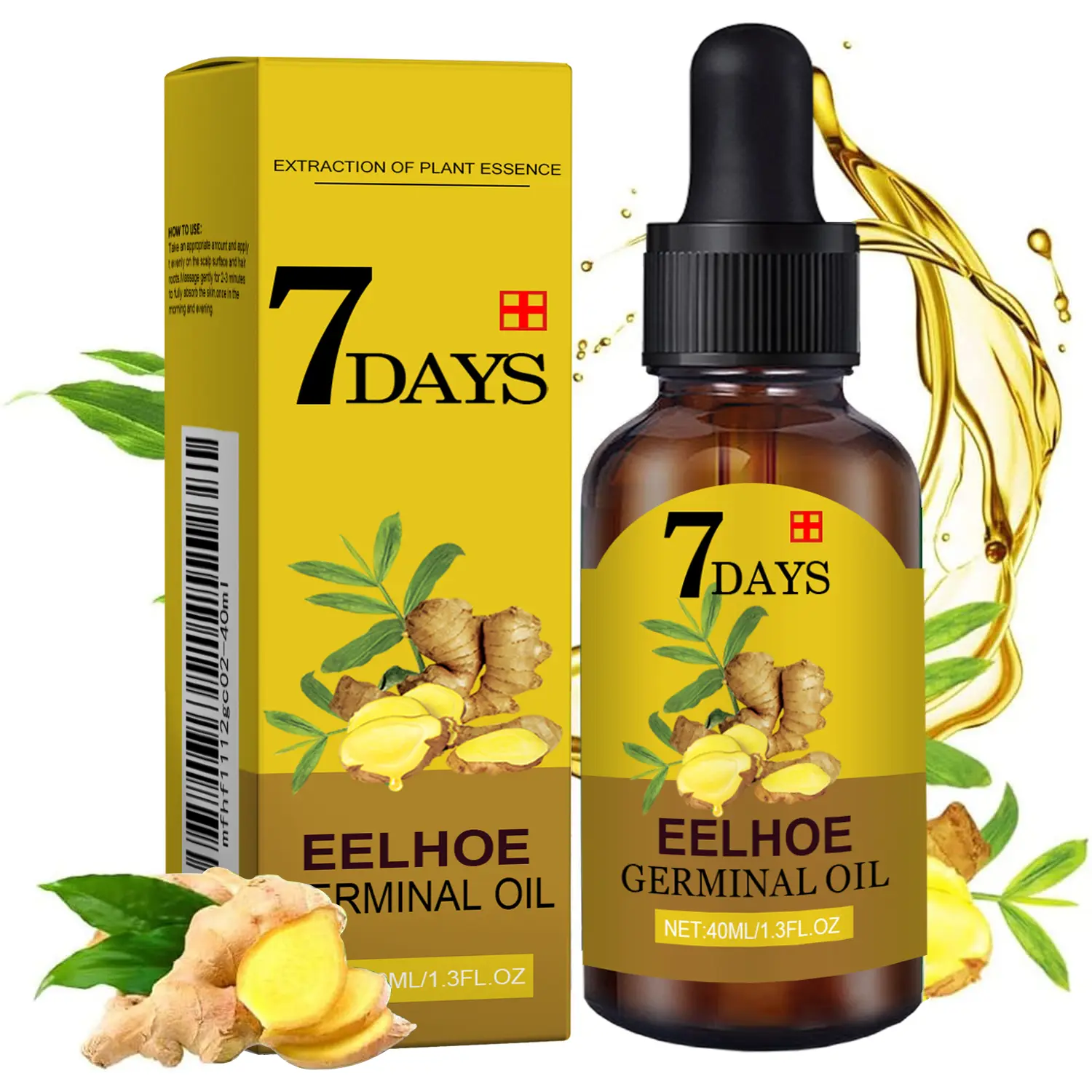 Ginger Hair Growth Oil - 7-Day Growth Promotion, Scalp-Stimulating Plant-Based Haircare Treatment for Dry Scalp, Men & Women