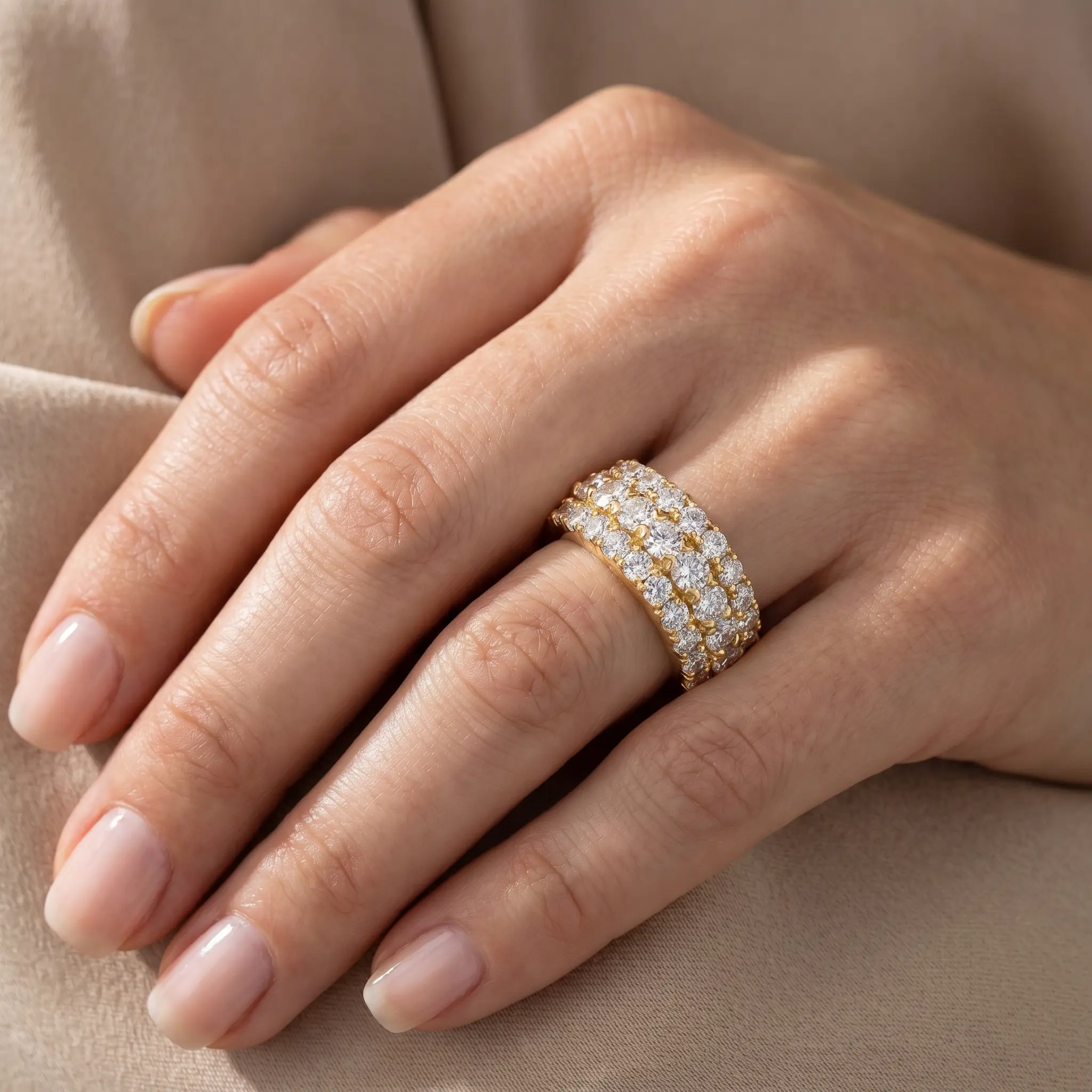 2 3/4 Ct Diamond Anniversary Ring EX3 Lab Grown 14k Yellow Gold
