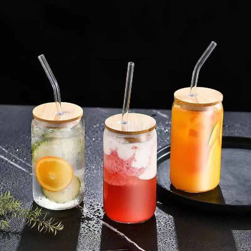 MIUVA Glass Cup 1 Count Clear Iced Tea Cup with Lid & Straw - Heat Resistant, Cute Tumbler for Iced Coffee & Soda Boba Tea - Bottles