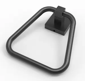 Towel Ring,Square Base Hand Towel Ring,Stainless Steel Hand Towel Holder for Bathroom Wall,Sturdy and Rustproof(Matte Black)