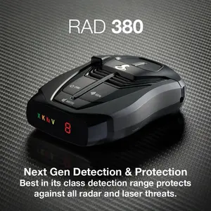 Cobra RAD 380 Laser Radar Detector with Laser Eye Technology & Advanced False Alert Filtering for Safe Driving 12V Power Cord Windshield Mounting Kit