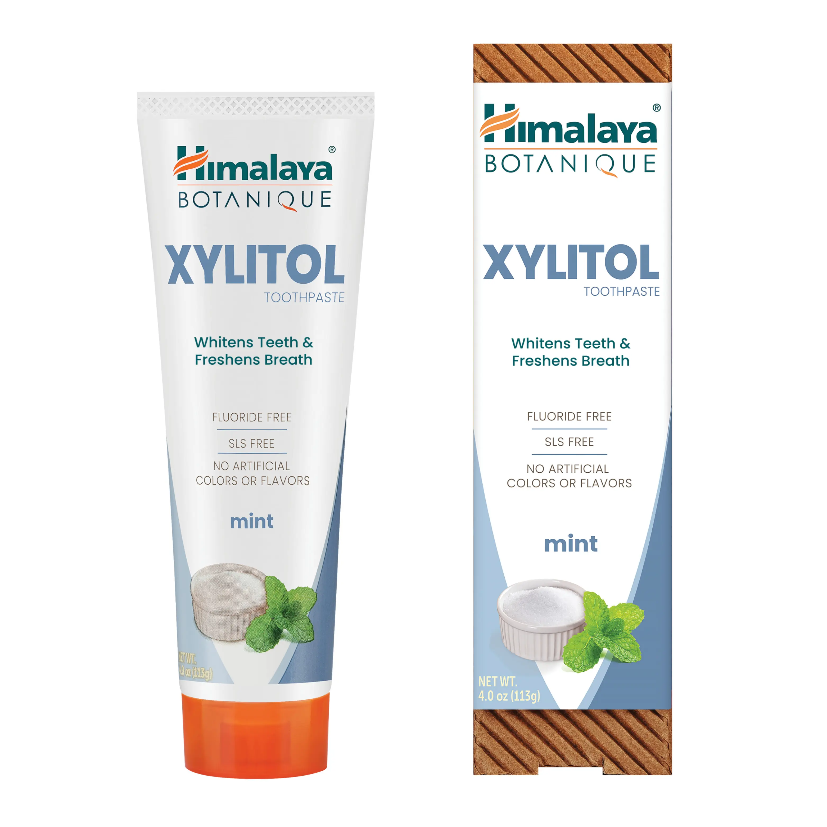 Himalaya Botanique Xylitol Toothpaste, Mint - Fluoride Free with Papaya and Pineapple Enzymes for Whitening and Fresh Breath, Vegan, 4 oz