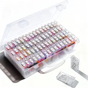Portable Transparent Diamond Art Storage Box, 64 Grid Diamond Painting Organizer, Ideal for Art Kits, Beads, DIY Crafts, Jewelry Making Accessories, Diamond Art Tools