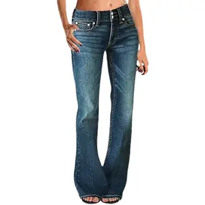 Low Rise Boot Cut Jeans for Women Butt Lifting Western Pants with Pockets Flare Jeans Women