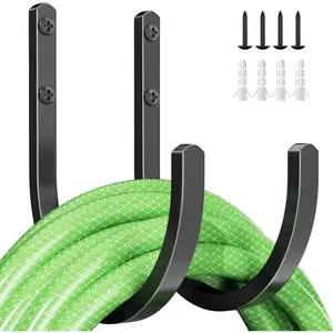 Garden Hose Holder Wall Mount - Aluminum Hose Hanger for Outside, Durable Wall-Mounted Hooks for Garden & Outdoor Use(2 Hooks)