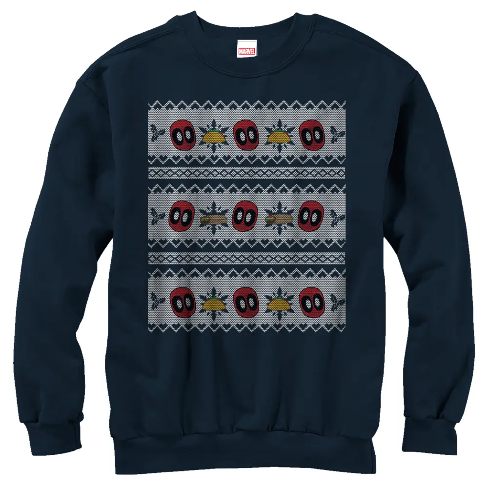 Men's Marvel Ugly Christmas Deadpool Taco Sweatshirt