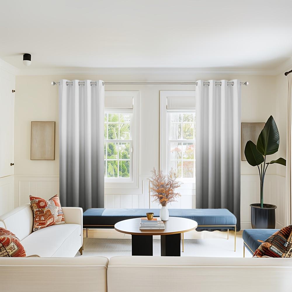 2 Panels Gradient Blackout Curtains, Grommet Thermal Insulated Window Drapes, Noise Reducing Gradient Curtains for Bedroom Living Room, Energy Efficient