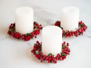 Christmas Pip Berry Candle Ring - Red Berry Candle Holder, Christmas Gift, Pip Berry Candle Holder Gift For Christmas Home Decor