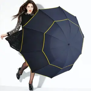 Large Folding Umbrella with Dual-Layer Ventilation, Reinforced Windproof Waterproof Sunshade, Business Size, Diameter 105cm, Lightweight 450g, Wind Resistant Umbrella