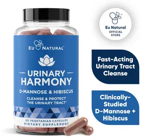 Eu Natural Urinary Harmony - D-Mannose & Hibiscus - 60 Vegetarian Capsules - Natural Urinary Tract UTI Cleanse & Protection - Urinary Health Support Supplement