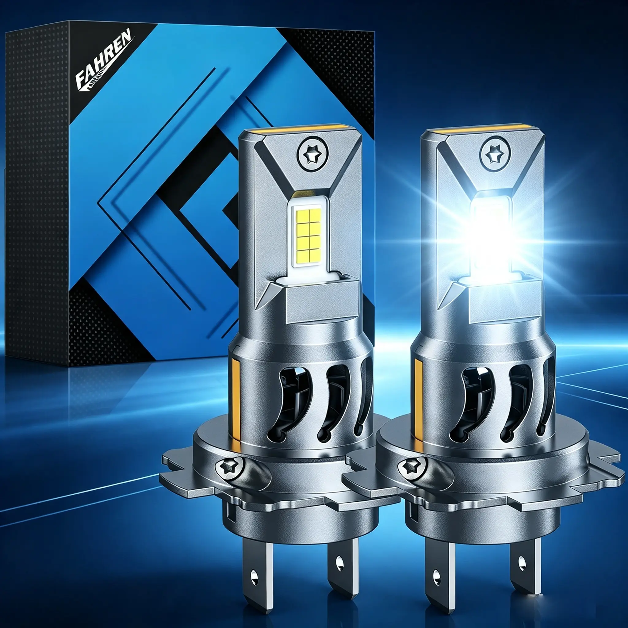 FAHREN H7 LED Headlight Bulbs, 30000LM Super Bright 6500K White, Canbus Ready, IP68 Waterproof Plug and Play LED Headlights