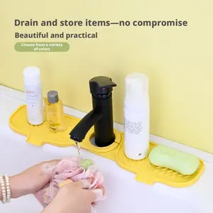 Silicone Drying Mat Sink Faucet and Countertop Organizer for Soap and Accessories