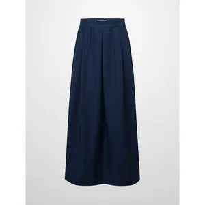 Waisted Full Taffeta Skirt-Navy