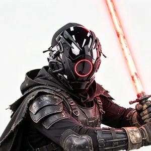 Mechanical Round-Light PVC Punk Mask - Futuristic Sci-Fi Gear Accessory for Cosplay Warriors, Halloween, Party Outfits