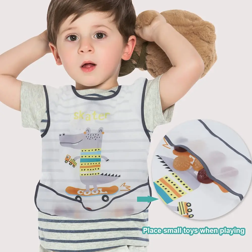 Kids Art Smock Girls Boys Artist Painting Apron with Pockets Sleeveless Smocks for Child 2-7 Years