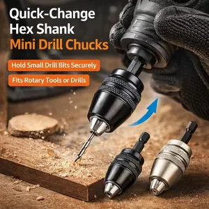 Drill Bit Adapter 3 Pack with 1/4 Hex Shank – Small Drill Chuck Extension for Impact Driver (0.6-8mm, 0.3-3.6mm) – Summer Sale, Mid Year Sale, Deals for You, Restock