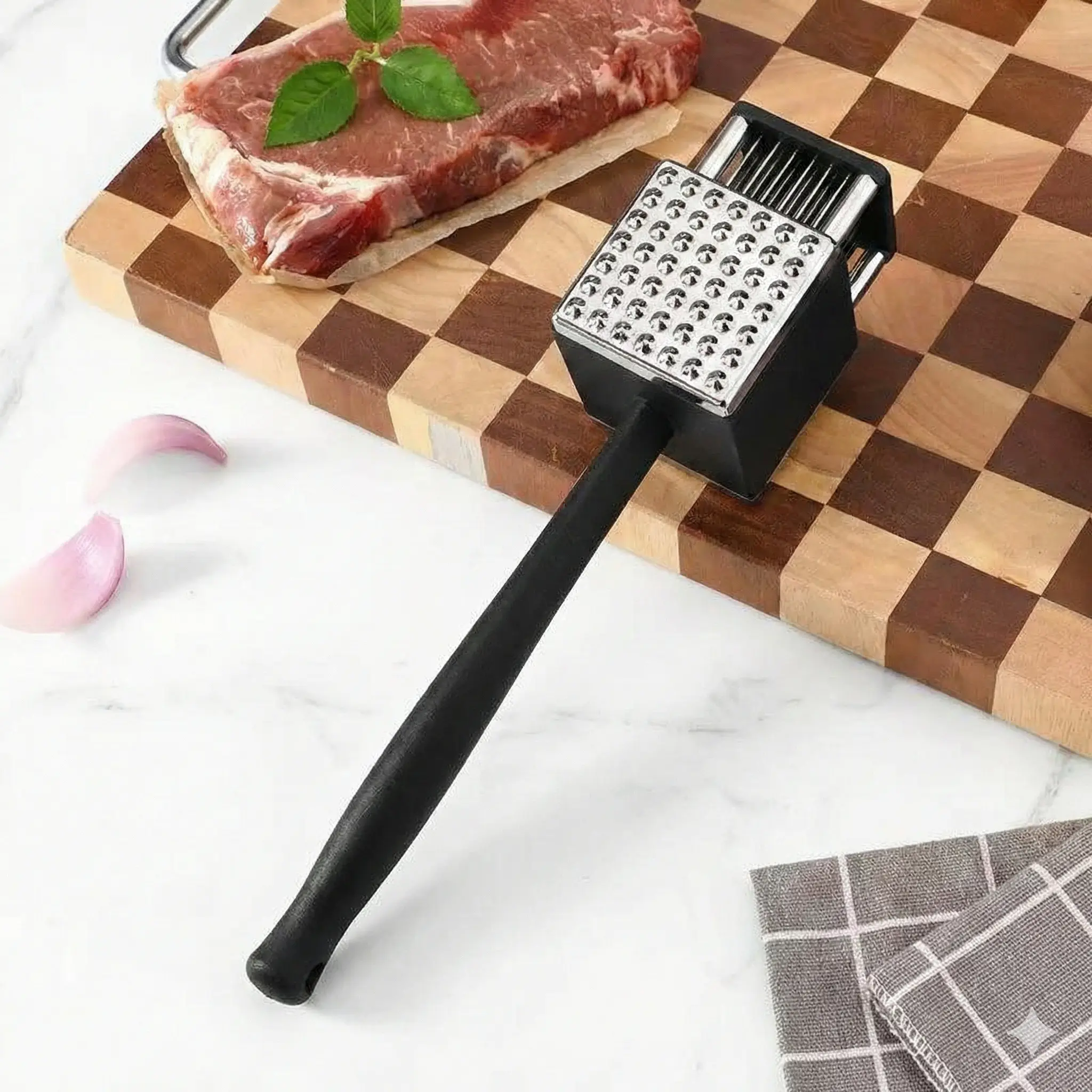 42-Inch 3-in-1 Heavy-Duty Stainless Steel Meat Tenderiser Mallet - Ultra-Sharp Needle Blades, Dual-Function Pounder, Non-Slip, Easy-Maintenance Kitchenware for Steak, Chicken, Tenderizer Meat Tenderisers