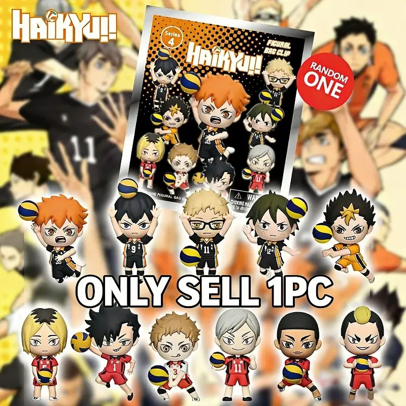 Haikyuu Officially Licensed Blind Box 3D Figurine, Bag Clip Charms, Hinata Kageyama Tsukishima Yamaguchi Nishinoya, Anime Figure Keychain, Keychain Included, Keychain Figures, Keychain Kawaii