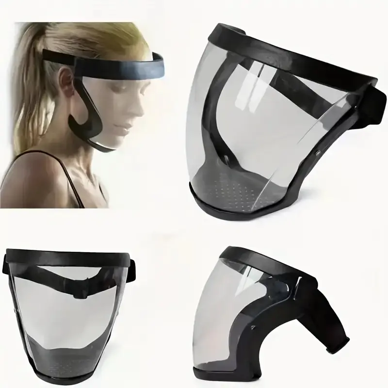 Adjustable Full Face Protection Mask, Durable Plastic Safety Visor with Transparent Shield, Heat Resistant, Impact Resistant, Easy Drawstring Closure, Protective Mask, Safety Gear