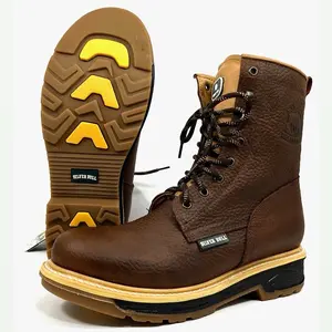 Silver Bull Boots SB-564 Industrial Lacer Boot Dual Density Sole Slip-Resistant Round Toe Brown Leather Footwear Comfort Walking Shoes Round Toe