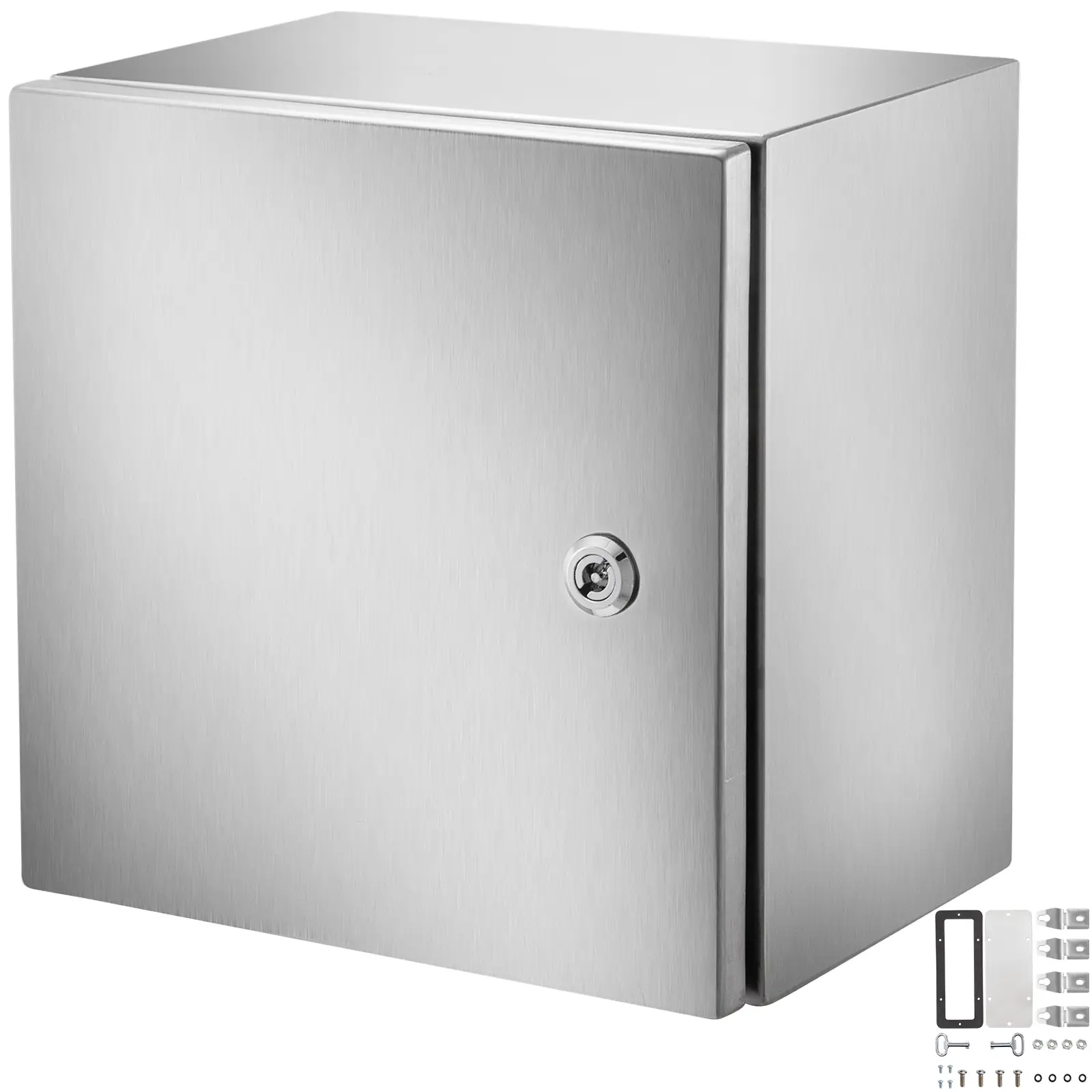 VEVOR NEMA 4X Stainless Steel Lock Box, 12x12x8 in IP66 Waterproof Dustproof Electrical Junction Box with Detachable Mounting Backplate, Smooth Cutouts, Grounding Screws for Indoor/Outdoor Use