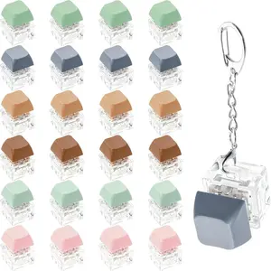 24 Pcs Keyboard Fidget Toy Decompression Button Finger Clicker Fidget Keychain Stress Relief Fidget Gifts for Adults to Relieve Stress