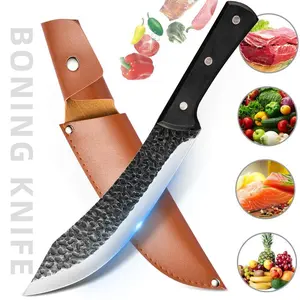 Kitchen Hand Forged Butcher Cleaver, High Carbon Steel Meat Chopping Knife with Ergonomic Handle, Chef Knife for Kitchen, BBQ & Outdoor Cooking#fathersdaygift