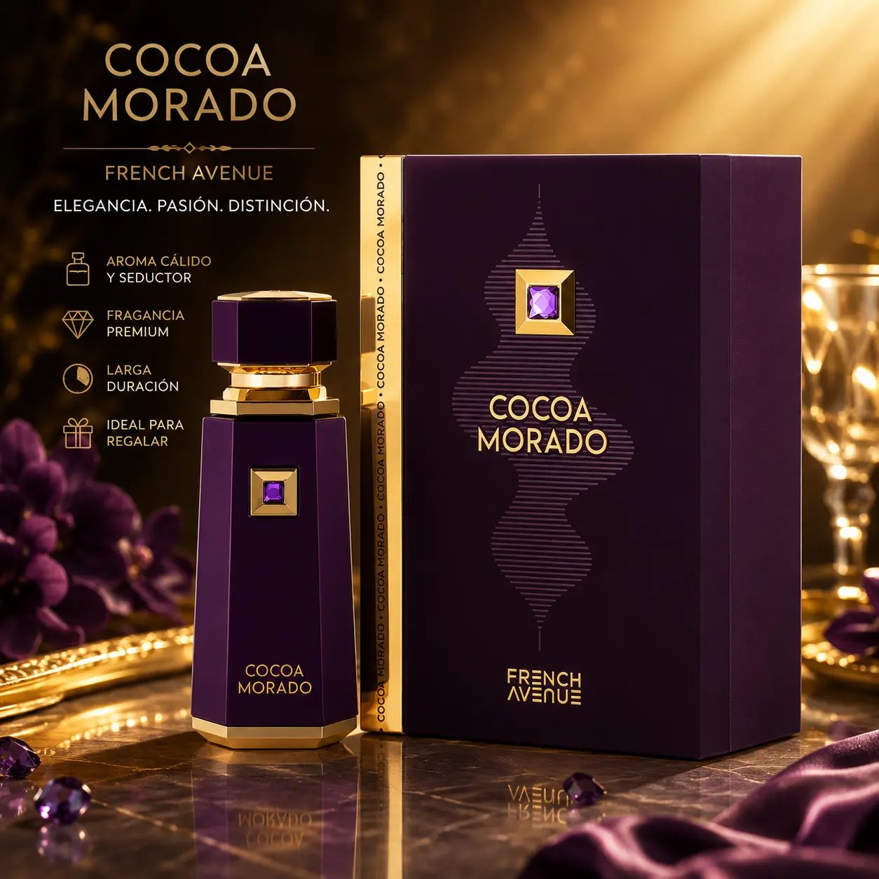French Avenue Cocoa Morado Eau de Parfum Unisex Luxury Long Lasting Sweet Gourmand Fragrance 100ml