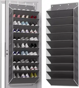TAHAVICE Over the Door Shoe Organizer 10 Tier Hanging Rack Deep Pockets for 30 Pairs, Closet Storage Solution